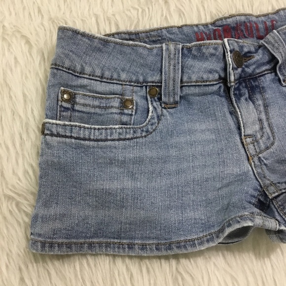 Hydraulic denim super low metro distressed jean shorts size 7/8 - Picture 3 of 7